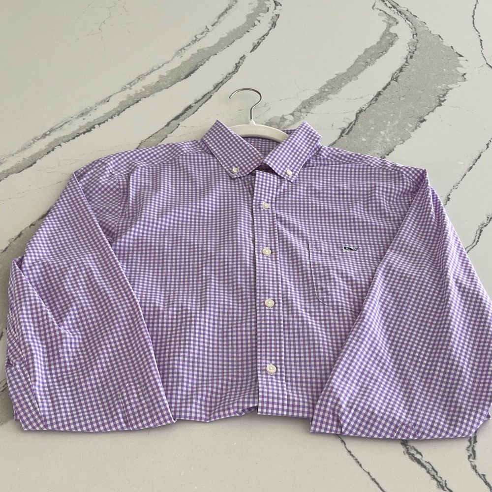 Men’s Vineyard Vines Wht/Lilac  Performance Button Down- Size SM - Picture 10 of 15